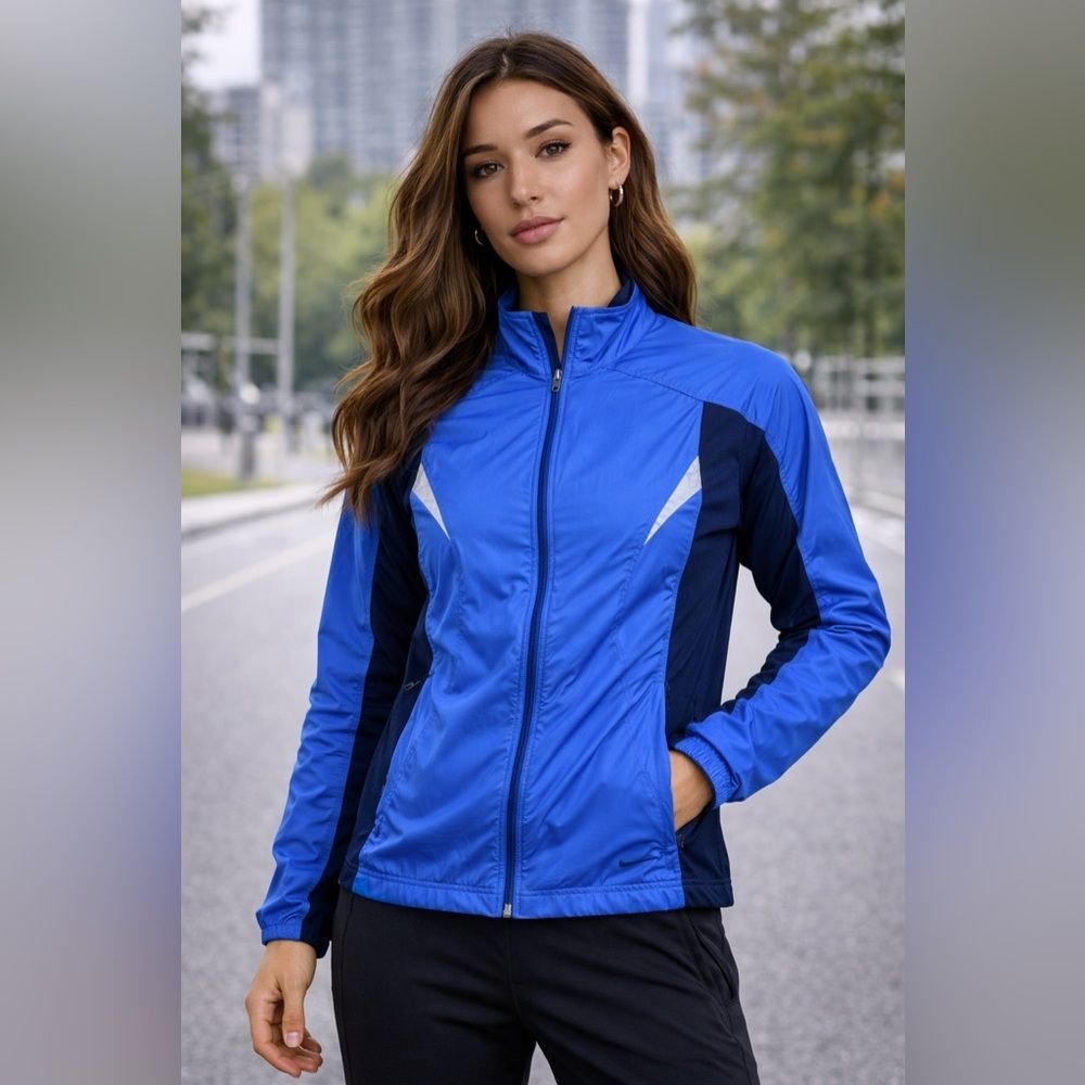 Nike Running Long Sleeve Zip Up Jacket Womens Small (4-6) Back Zip Pocket